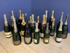 Large quantity of empty display Champagne bottles etc