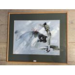 Studio framed oil painting study of a matador and bull signed 47 x 63