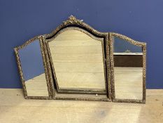 3 panelled dressing table mirror, 79 x 115cm overall (condition - needs restoration)