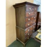 Georgian mahogany chest on chest 100 cm L x 183 H. Condition in need of restoration, sound but