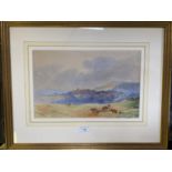 JOSEPH TOSTER watercolour "Rural landscape with cattle before a village" signed lower right, dated