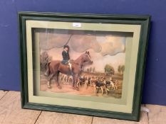 Framed and glazed 3D montage of Huntsman and hounds