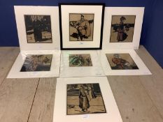 After Sir William Nicholson 6 colour lithographs, 25 x 23 unframed and another "Highland drum