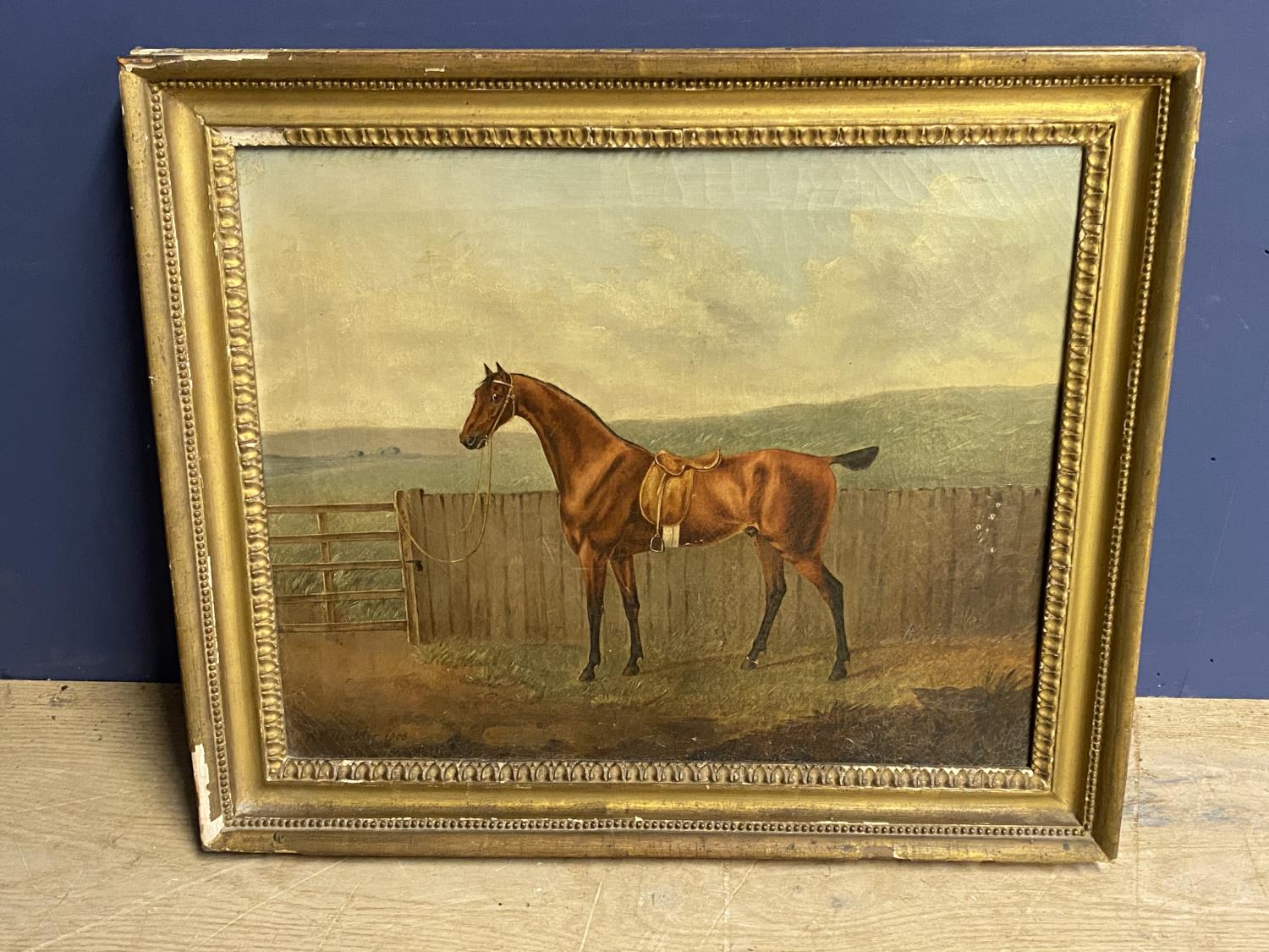 R P NODDER (ACT. 1795-1820), Oil on canvas, "Saddled bay hack by a gate" signed lower left, dated - Image 2 of 9