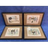 Set of 4 children's prints, Florence Upton 1898, Golly and Dollies at the seaside