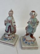 Pair continental porcelain small figurines of a Lady and Gentleman unmarked 9 cm H. Condition good