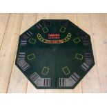 Casino games board and a quantity of glass plates usually used for table decorations