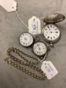 Hallmarked silver cased Courlander pocket watch No 47595 (case worn), finial ring missing, small
