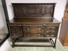 1920s oak dresser on barley twist legs 151 cm L Condition sound general wear