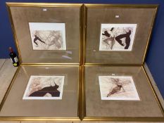A good set of four large framed and glazed prints after Guillaume Azoulay "Dramatique, Retire,