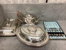 Hallmarked silver tea pot London 1808 I B Lid finial missing 12.7 ozt gross good quality EPAI oval