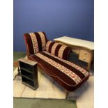Victorian Chaise Longue on turned feet and brass casters. Approx 160 cm L Condition sound,