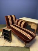 Victorian Chaise Longue on turned feet and brass casters. Approx 160 cm L Condition sound,