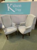 Pair modern armchairs and a small Victorian nursing chair. Condition upholstery soiled (3)