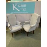 Pair modern armchairs and a small Victorian nursing chair. Condition upholstery soiled (3)