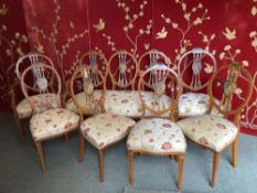 Fine quality Edwardian classically painted satinwood drawing room suite of a 3 seater chair back