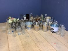 Qty of ice buckets and stainless steel kitchenalia, cleared from a pub