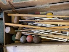 Old boxed Slazenger croquet set - box damaged and general wear