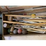 Old boxed Slazenger croquet set - box damaged and general wear