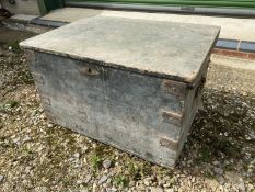 Victorian iron bound pine trunk with hinged lid, 82 cm L Condition general wear and ironwork rusty