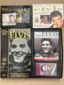 ELVIS PRESLEY MEMORABILIA: Extended vido, hard back book, compact disc and exclusive set of