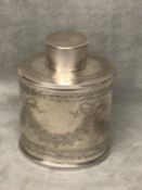 A C19th silver tea cannister with chased decoration 9 cm H 4.15 ozt