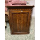 Oak corner cupboard and a small oval toilet mirror