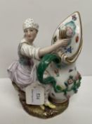 An early C19th Meissen porcelain figure jug 19 cm H