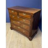 Late Georgian crossbanded mahogany large chest of 2 short over 3 long graduated drawers with brass