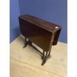 Small mahogany sofa table of 2 drawers and opposing dummy drawers, 93cmL (condition, water marks