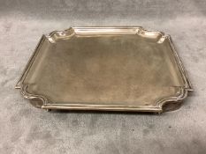Small hallmarked silver 15 cm square shaped waiter. London 1930 R C 7.5 ozt.