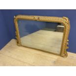 Victorian Overmantel gilt wood frame style wall mirror (some damage), 72 104cm overall