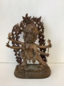 Oriental brass figure of a six armed god