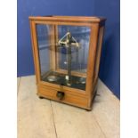 W A Webb Ltd London, cased weighing scales, to weigh 2000 grams (not tested)