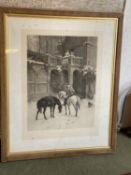 Large black and white print after SE Waller, dated 1879, signed and dedicated in pencil on