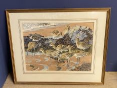 CHARLES TUNNICLIFFE (1901-1979) watercolour "Wintering Curlew and Turnstones" signed lower right, 42