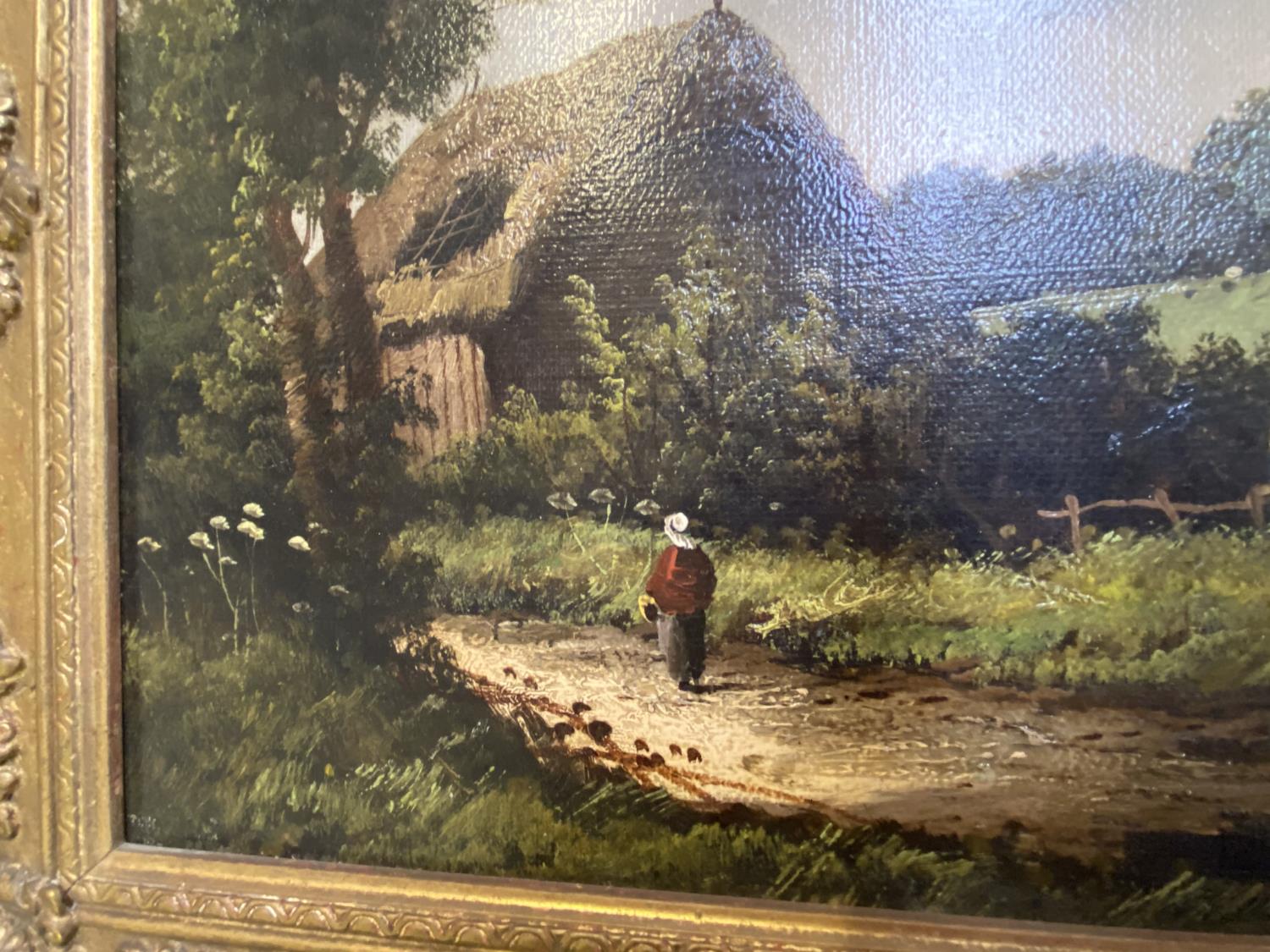 R PERCY oil on canvas, "The Country Lane", signed lower right, 30 x 50, in gilt frame (some wear - Image 3 of 5