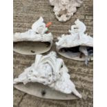 4 white painted plaster wall brackets