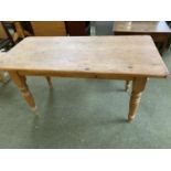 Pine oblong kitchen table 152 cm L X 74 cm W. Condition fair some marks