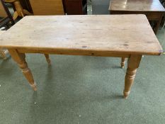 Pine oblong kitchen table 152 cm L X 74 cm W. Condition fair some marks