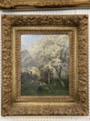 ALEXANDRE DEFAUX, (1826-1900), oil on artist board, "Poirier en Fleurs", signed lower left, Titled