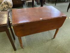 Victorian mahogany drop leaf oblong small pembroke table, 90cmW x 100cm open(condition, general