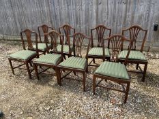 8 harlequin country made oak dining chairs with drop in seats Condition general wear