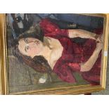 Oil on canvas portrait of a lady unsigned, 65 x 51 framed .
