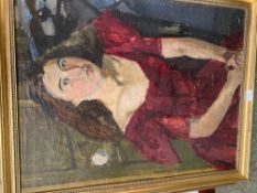 Oil on canvas portrait of a lady unsigned, 65 x 51 framed .