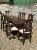 Set of 8 oak barley twist dining chairs with oval bergère can back panels (all cane good) with
