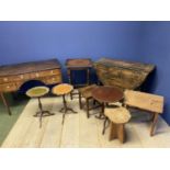 Small Georgian mahogany dressing table, oak gateleg table, an various small tables