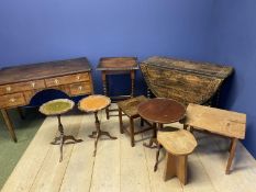 Small Georgian mahogany dressing table, oak gateleg table, an various small tables