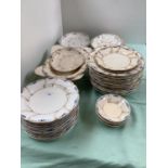 Qty Bloor Derby plates, part dinner and dessert service decorated blue and gilt, 10 dinner plates,
