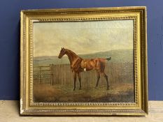 R P NODDER (ACT. 1795-1820), Oil on canvas, "Saddled bay hack by a gate" signed lower left, dated